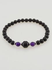 Bracelet en Améthyste et Onyx Noir - 6mm