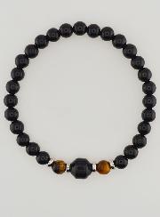 Bracelet en Oeil de Tigre et Onyx Noir - 6mm