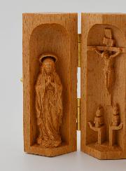 Triptyque en Bois Massif - ND Lourdes & Saint Joseph