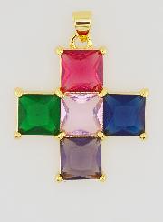 Pendentif Croix Carrée Multicolore - 25mm