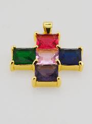 Pendentif Croix Carrée Multicolore - 25mm