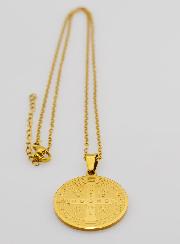 Collier Religieux Médaille de Saint Benoît - Doré