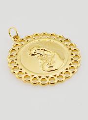 Médaille Vierge à l'Enfant Inox Doré - 25mm