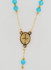 Chapelet Médaille de Saint Benoît en Inox - Turquoise