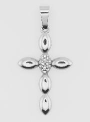 Pendentif Croix Inox & Zircons - 25mm