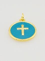 Pendentif Croix 14mm - Turquoise