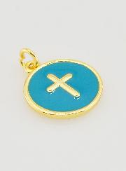 Pendentif Croix 14mm - Turquoise