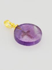 Médaille Translucide Avec Croix - Violet