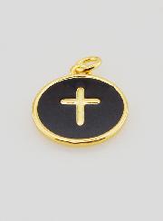 Médaille Croix - Émail Noir
