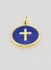 Médaille Croix - Émail Bleu Marine