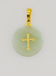 Médaille Translucide Avec Croix - Vert