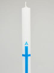 Cierge de Procession Alpha Omega 34cm - Bleu