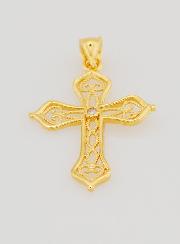 Pendentif Croix Ajourée Arabesques Plaqué Or - 20mm