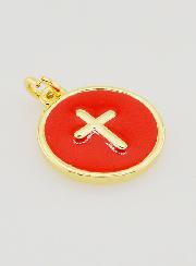 Médaille Croix - Émail Rouge