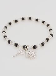 Bracelet Religieux Perles Noires & Transparentes