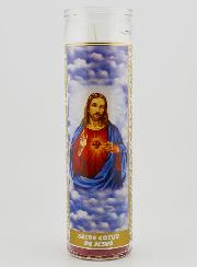 Bougie en Verre - Sacré Coeur de Jésus & Prière