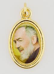 Médaille Saint Padre Pio Dorée - 25mm