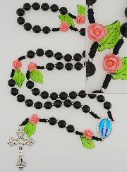 Chapelet de la Vierge Miraculeuse en Verre Noir