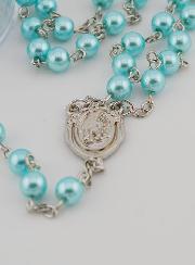 Chapelet de Lourdes en Perles Bleues Nacrées - Boîte Cadeau