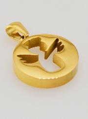 Médaille Ange Gardien Ajourée en Inox Doré - 18mm