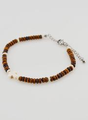 Bracelet Croix et Pierres Marron