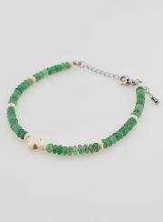 Bracelet Croix et Pierres en Verre Vert
