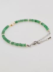 Bracelet Croix et Pierres en Verre Vert