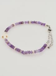 Bracelet Croix et Pierres en Verre Violet