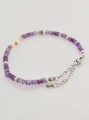 Bracelet Croix et Pierres en Verre Violet