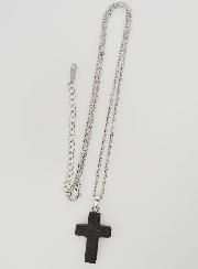 Collier Religieux Chaîne Inox & Croix Pierre de Lave