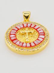 Médaille Croix & Émail Rouge - 22mm