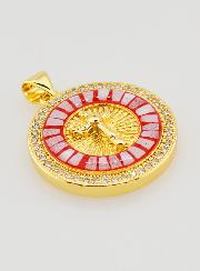 Médaille Croix & Émail Rouge - 22mm