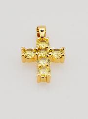 Pendentif Croix Oxydes de Zirconium - Ambre