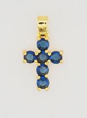 Pendentif Croix Oxydes de Zirconium - Bleu