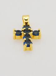 Pendentif Croix Oxydes de Zirconium - Bleu
