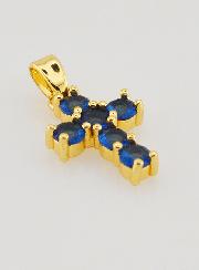 Pendentif Croix Oxydes de Zirconium - Bleu