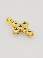 Pendentif Croix Oxydes de Zirconium - Bleu