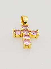 Pendentif Croix Oxydes de Zirconium - Rose