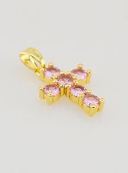 Pendentif Croix Oxydes de Zirconium - Rose