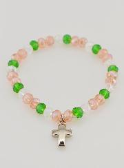 Bracelet Avec Croix - Perles Verre Multicolores