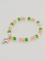 Bracelet Avec Croix - Perles Verre Multicolores