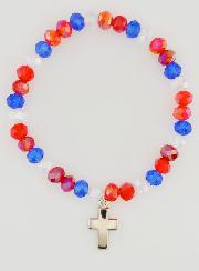 Bracelet Avec Croix - Bleu Blanc Rouge