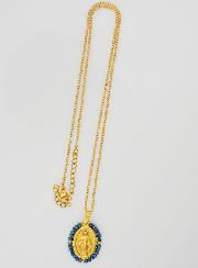 Médaille Miraculeuse Perles Facetées + Chaîne - Bleu