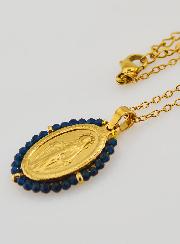 Médaille Miraculeuse Perles Facetées + Chaîne - Noir