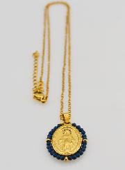 Médaille Miraculeuse Perles Facetées + Chaîne - Noir