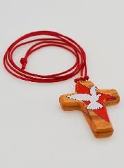 Pendendif Croix Bois Esprit Saint & Cordon