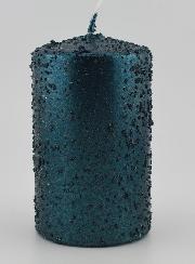 Bougie de Décoration Pailletée - Bleu Vert