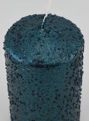Bougie de Décoration Pailletée - Bleu Vert