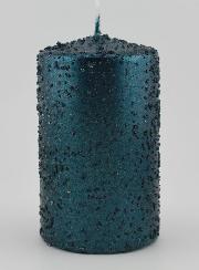 Bougie de Noël à Paillettes - Bleu Vert