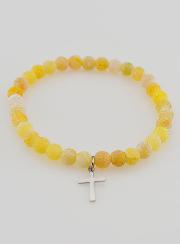 Bracelet Religieux Croix & Agate - Jaune
